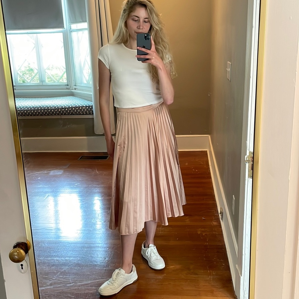 MANGO Blush Pleated Midi Skirt